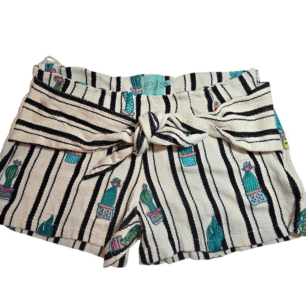 Judith March striped cactus paperbag shorts. Size L. Retails $89. 100% Cotton
